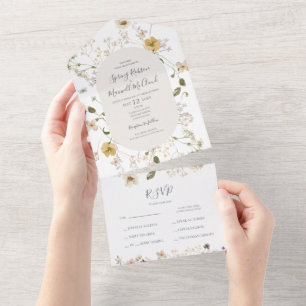 FrühlingsWildblume   Weißes Siegel und Senden All In One Einladung