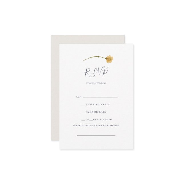 FrühlingsWildblume | White Song Request RSVP Card (Vorderseite/Rückseite Beispiel)