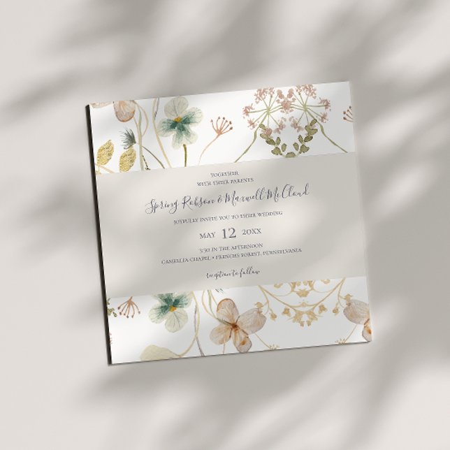 FrühlingsWildblume | White Square Wedding Einladung (Von Creator hochgeladen)