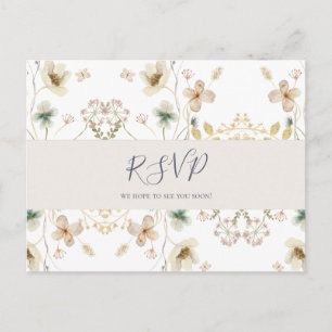 FrühlingsWildblume   White Wedding RSVP Postcard Postkarte