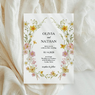 Frühlingswildblumen Aquarell Florale Hochzeit Einladung
