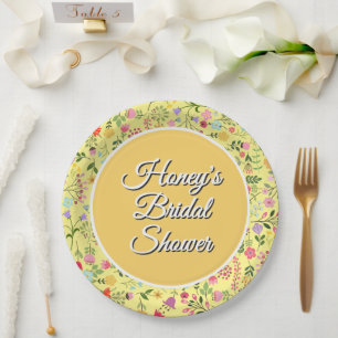 Frühlingswildblumen Brautparty Buttergelb Pappteller