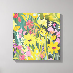 Frühlingswildblumen Florale Aquarellmalerei Leinwanddruck