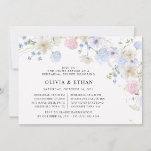 Frühlingswildblumen Lila Hochzeitsprobe Dinner Einladung