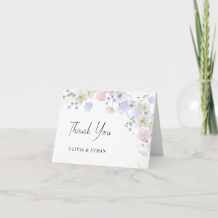 Frühlingswildblumen Lila Rosa Hochzeit Dankeskarte