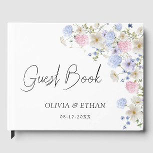 Frühlingswildblumen Lila Rosa Hochzeit Gästebuch