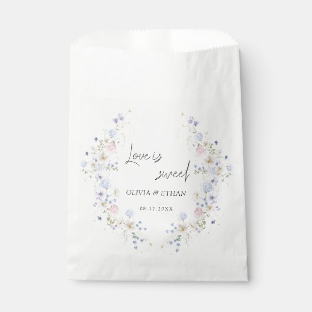 Frühlingswildblumen Lila Rosa Hochzeit Geschenktütchen (Vorderseite)