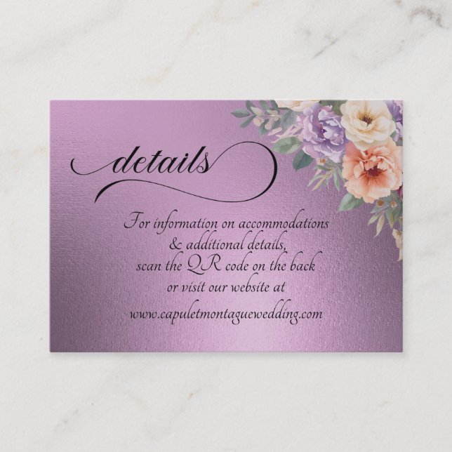 Frühlingswildblumen, QR-Code - Lavendel Begleitkarte (Vorderseite)