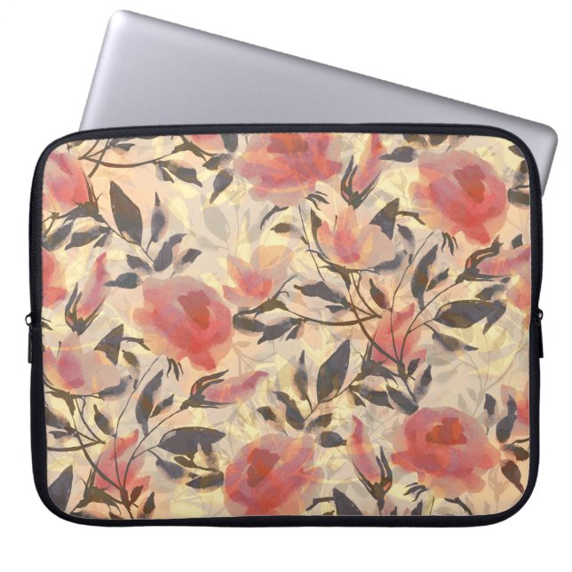 Frühlingswilde Rose: Aquarellmuster. Laptopschutzhülle (Vorderseite)