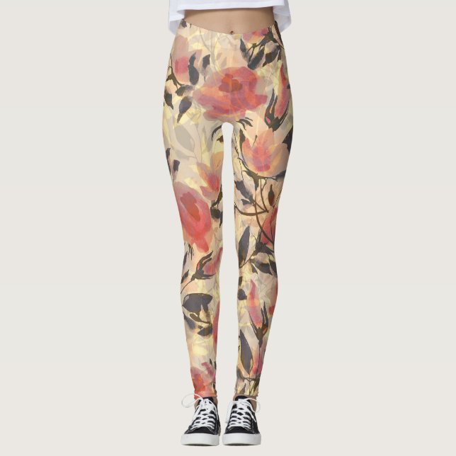 Frühlingswilde Rose: Aquarellmuster. Leggings (Vorderseite)