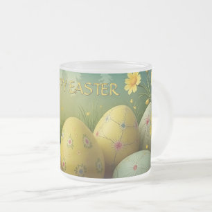 Frühlingszauber mit Ostereiern in einem Meer von B Mattglastasse