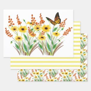 Frühlingszeit Wasserfarben Blumengeschenk Geschenkpapier Set
