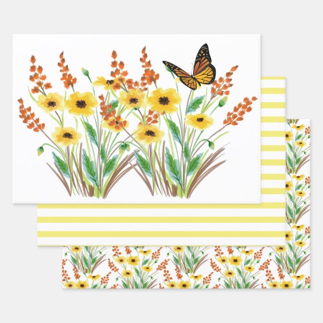 Frühlingszeit Wasserfarben Blumengeschenk Geschenkpapier Set (Set)