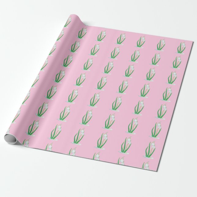 Frühlingszwiebeln (Galanthus nivalis) Pastel Pink Geschenkpapier (Ungerollt)