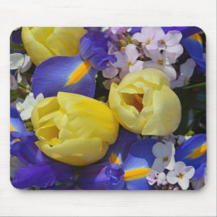 Frühlingtulis und Iris Blume Mousepad
