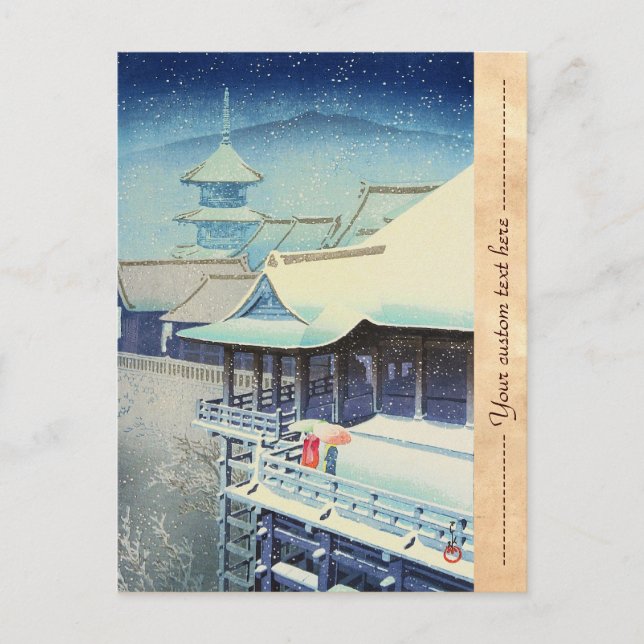 Frühsnow in Kiyomizu Temple Hasui Kawase hanga Postkarte (Vorderseite)