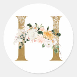 Frühsommer Hochzeit MONOGRAM H Runder Aufkleber