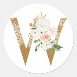 Frühsommer Hochzeit MONOGRAM W Runder Aufkleber