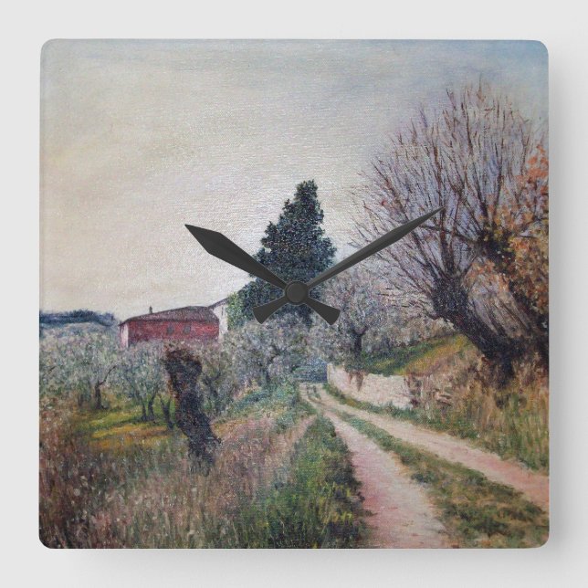 FRÜHSTE FRÜHSTÜCK IN VERNALESIEN / Toskana Landsch Quadratische Wanduhr (Vorderseite)