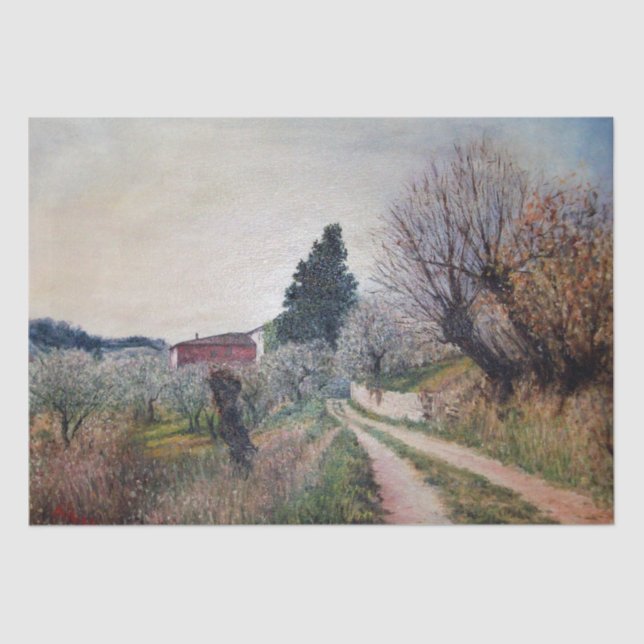 FRÜHSTE FRÜHSTÜCK IN VERNALESIEN / Toskana Landsch Seidenpapier (Vorderseite)