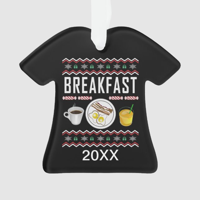 Frühstück Bacon Eggs Juice Ugly Christmas Sweater Ornament (Vorderseite)