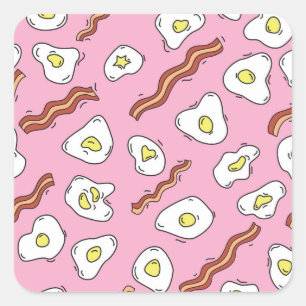 Frühstück Bonanza: Cartoon Freuen Quadratischer Aufkleber