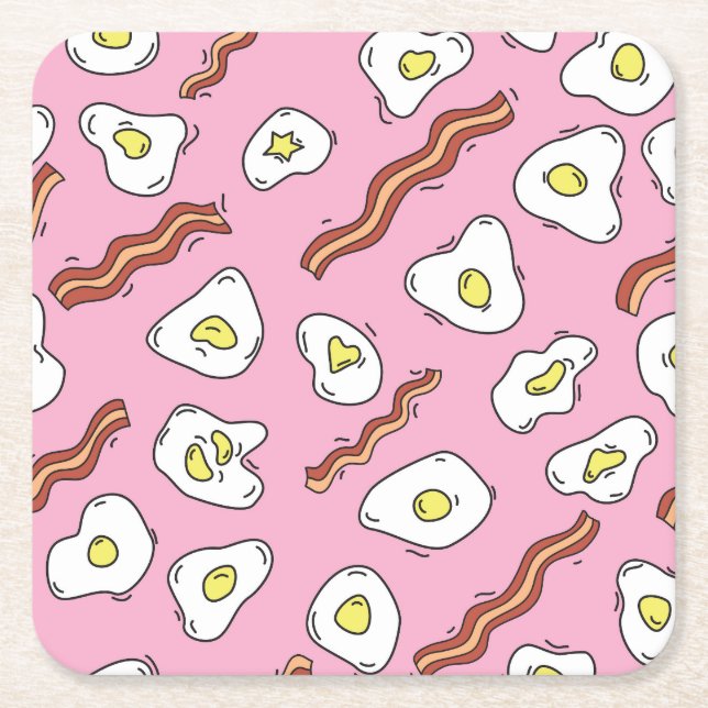 Frühstück Bonanza: Cartoon Freuen Rechteckiger Pappuntersetzer (Vorderseite)