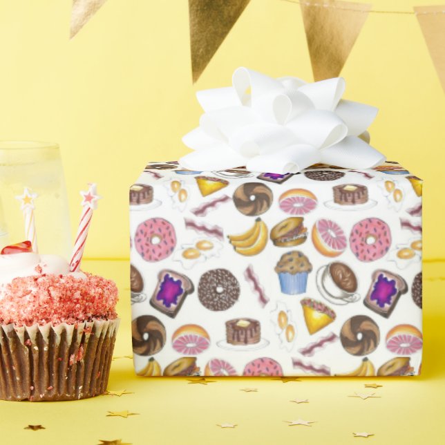 Frühstück Brunch Food Bagel Donut Toast Eggs Bacon Geschenkpapier (Geburtstagsparty)