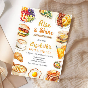 Frühstück Brunch Rise & Shine Geburtstagseinladung Einladung