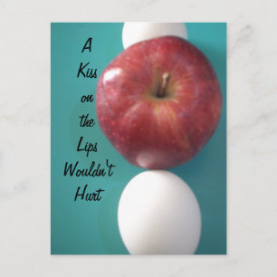 Frühstück Buddies: Zwei Eier $an Apple Still Life Postkarte