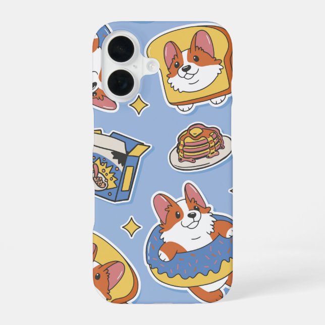 Frühstück Corgis Süße Donut iPhone 16 Hülle (Rückseite)