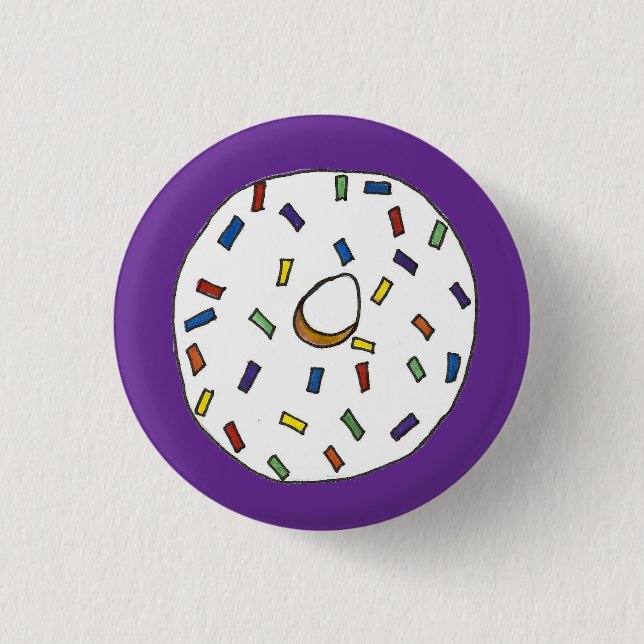 Frühstück Donut Vanilla Mattiert Sprinkles Doughnu Button (Vorderseite)