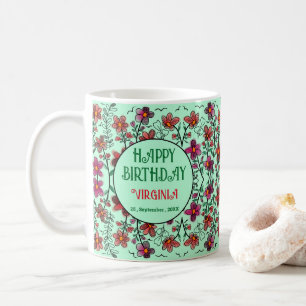FRÜHSTÜCK EINZIGARTIGE ROTE DOODLE BLUME GEBURTSTA KAFFEETASSE