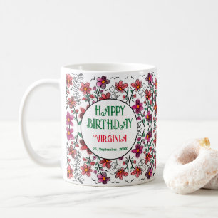 FRÜHSTÜCK EINZIGARTIGE ROTE DOODLE BLUME GEBURTSTA KAFFEETASSE