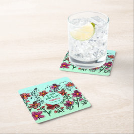 FRÜHSTÜCK EINZIGARTIGE ROTE DOODLE BLUME GEBURTSTA RECHTECKIGER PAPPUNTERSETZER