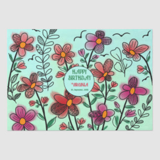 FRÜHSTÜCK EINZIGARTIGE ROTE DOODLE BLUME GEBURTSTA SEIDENPAPIER