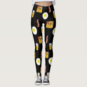 Frühstück, frittierte Eier, Waffeln, Bacon Leggings