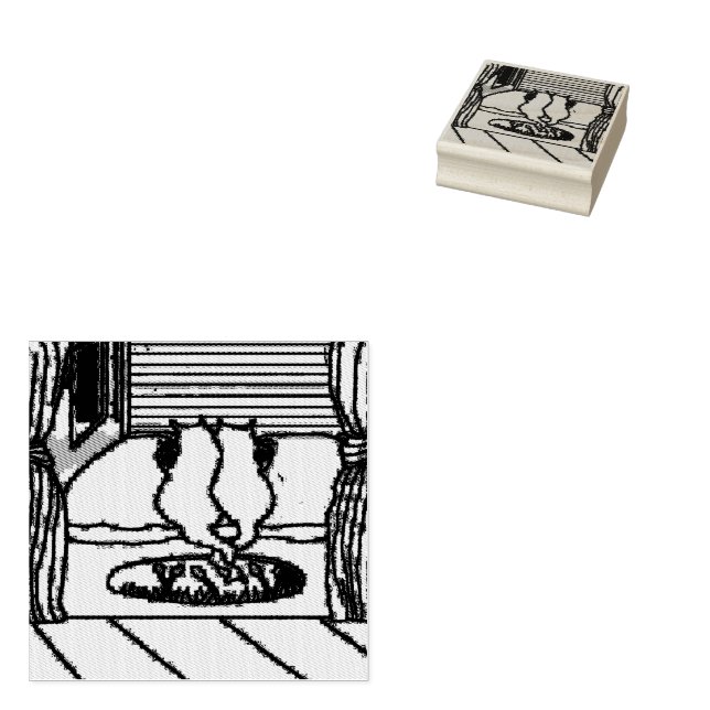 Frühstück für Katzen 🐈 🐈 ‍ ⬛ Gummistempel (Stempel)