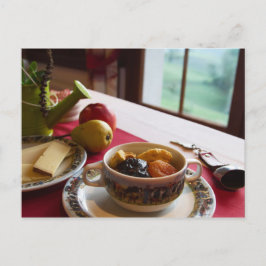 Frühstück Getreide Fruchtkäse Birne Apple Postcard Postkarte