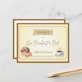 'Frühstück im Bett' Lustiger Geschenkgutschein Postkarte
