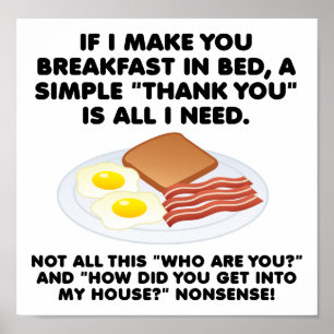 Frühstück Im Bett Lustiges Poster