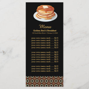 Frühstück im Menü Menükarte