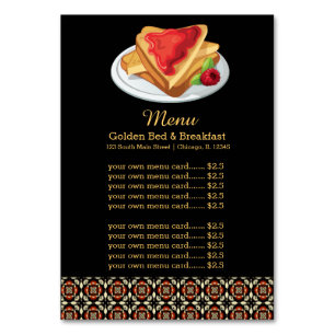 Frühstück im Menü Tischnummer