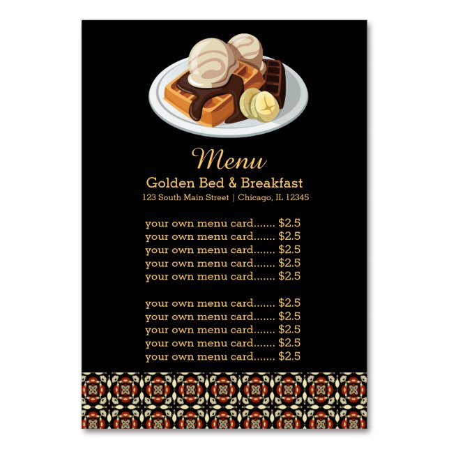 Frühstück im Menü Tischnummer (Vorderseite)