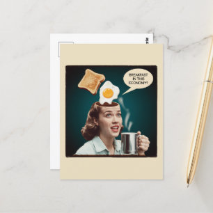 Frühstück in dieser Wirtschaft surreale Frau Postkarte