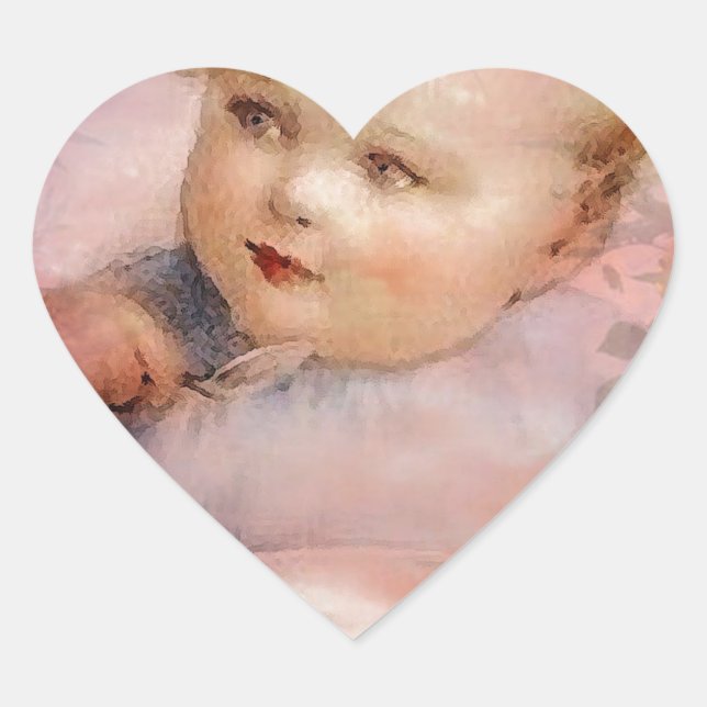 FRÜHSTÜCK MIT BABY Herz-Aufkleber (Vorderseite)