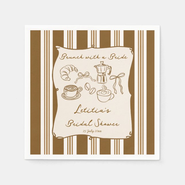 Frühstück mit der Braut Retro-Kaffee-Junggesellinn Serviette (Vorderseite)
