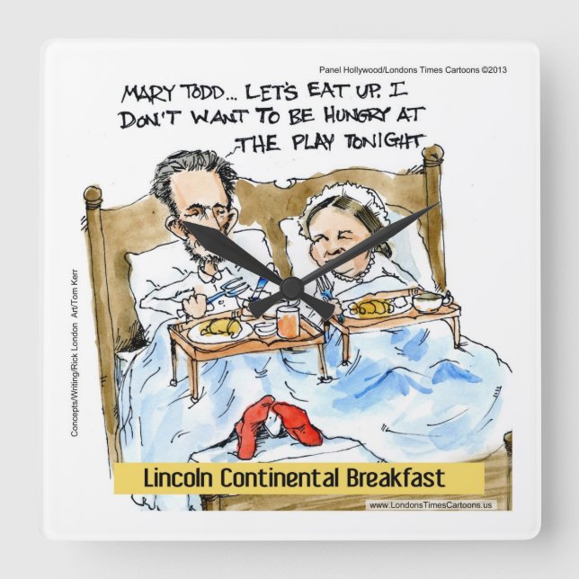 Frühstück mit Lincoln Funny Wall Clock Quadratische Wanduhr (Vorderseite)