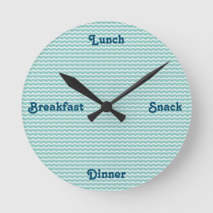 Frühstück Mittagessen Abendessen Word Clock Runde Wanduhr