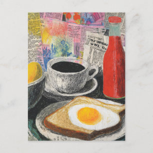 Frühstück Mixed Media Collage Postkarte